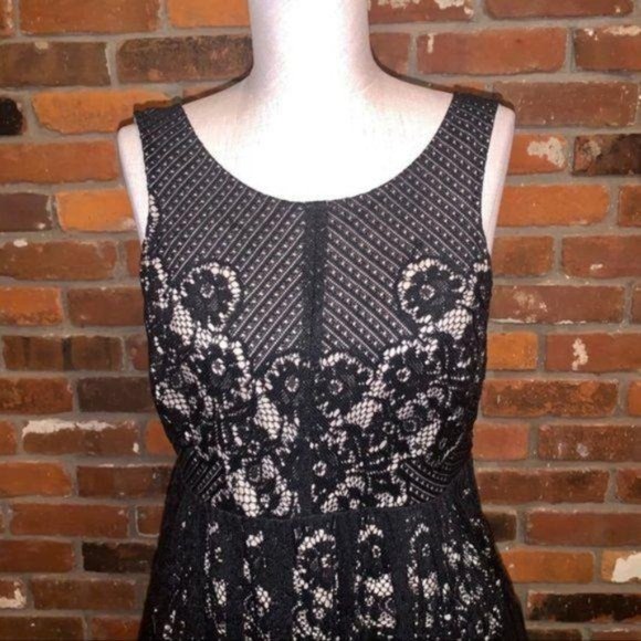 Free People Black Lace Cut Out Mini Dress Size 4 - Picture 3 of 8